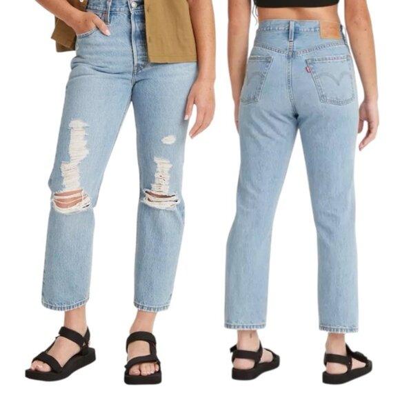 Levi’s 501 Original Fit Jeans Ojai Blue Light Wash Size 28 Crop - Picture 1 of 16